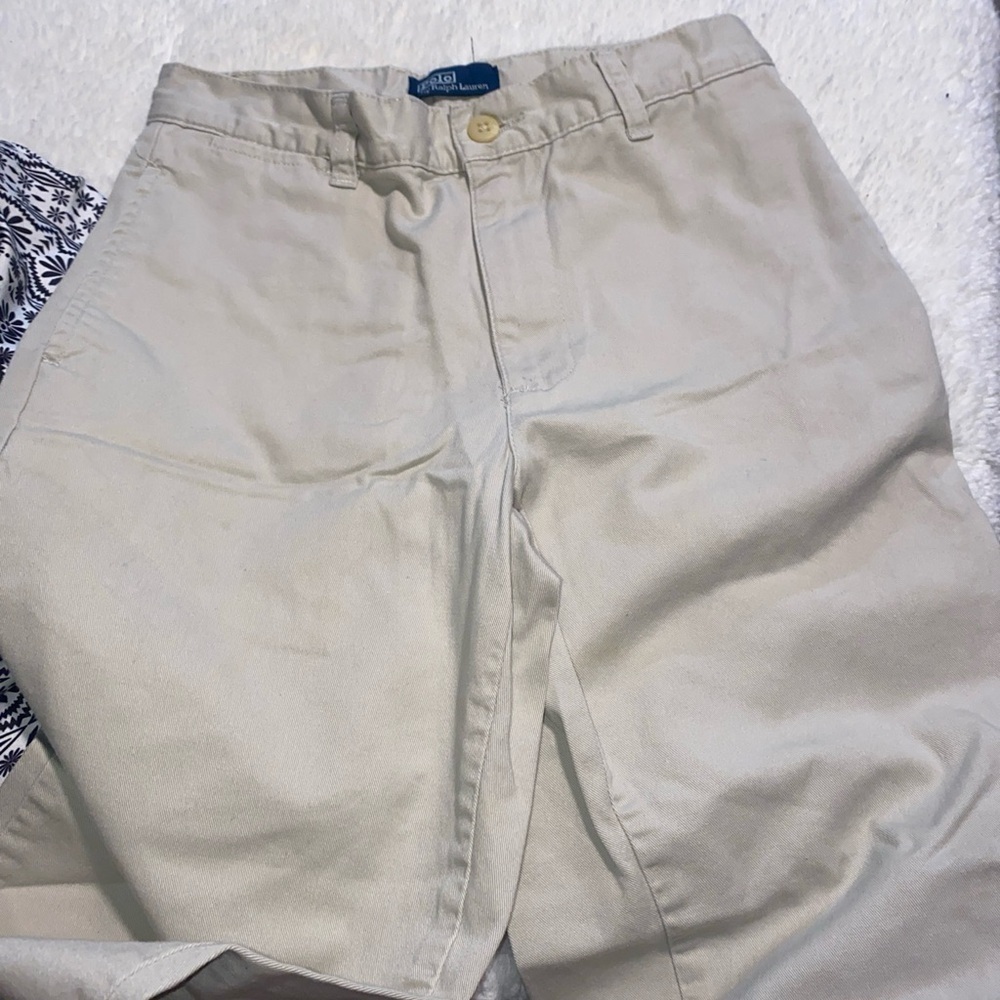 Polo Ralph Lauren Pants Slacks‎ Chinos Straight Leg Flat Front Logo Tan Boys 8